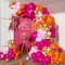 203pcs Pink Orange Balloon Garland Arch Kit, Hot Pink Orange Metallic Gold Latex Balloons for Tropical Engagement Bridal Shower Bachelorette Birthday Party Balloons Decorations
